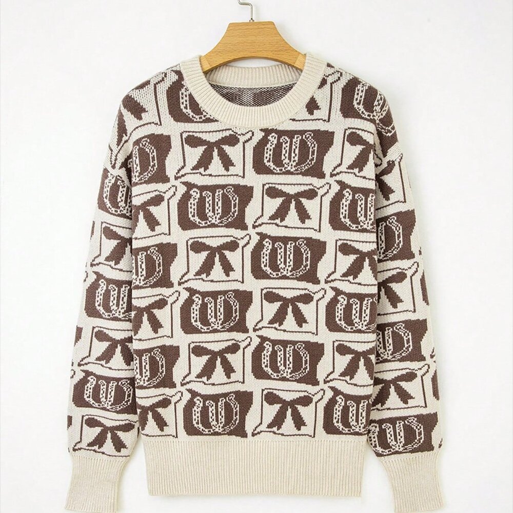 Multicolor Casual Women's Contrasting Loose Sweater - Picture 2 of 8